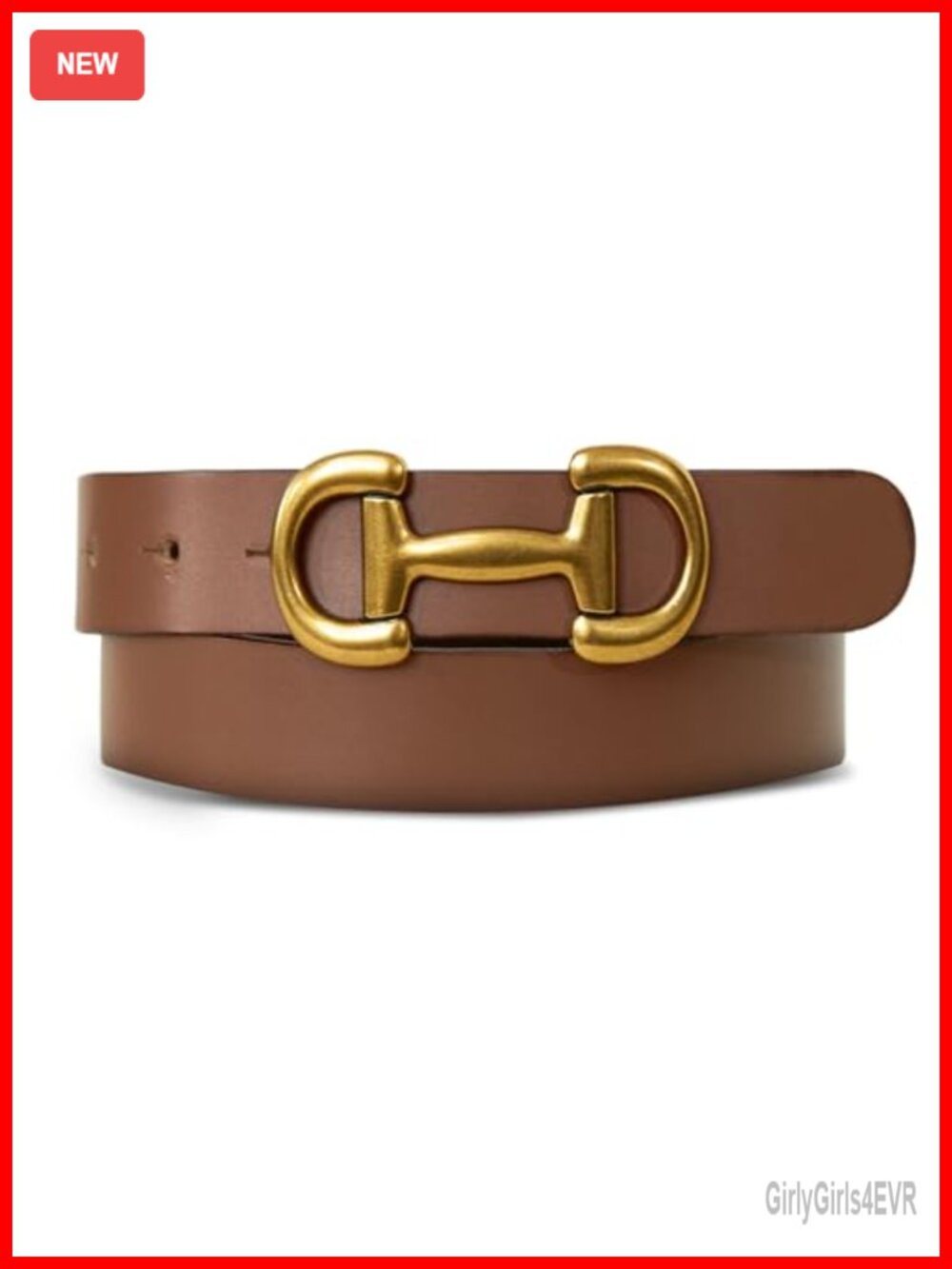 Genuine Buffalo Leather Belt with Antique Brass Equestrian Buckle - Adjustable